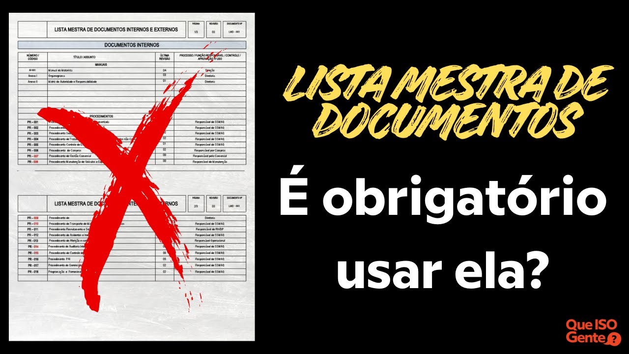 Preciso ter uma Lista Mestra de Documentos?