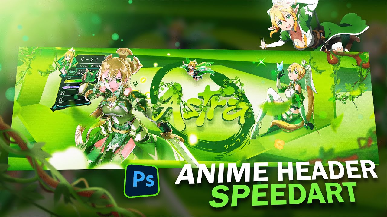 Leafa Anime Header Tutorial/Speedart in Photoshop | FREE PSD AT 50 Likes! 🍃🈯