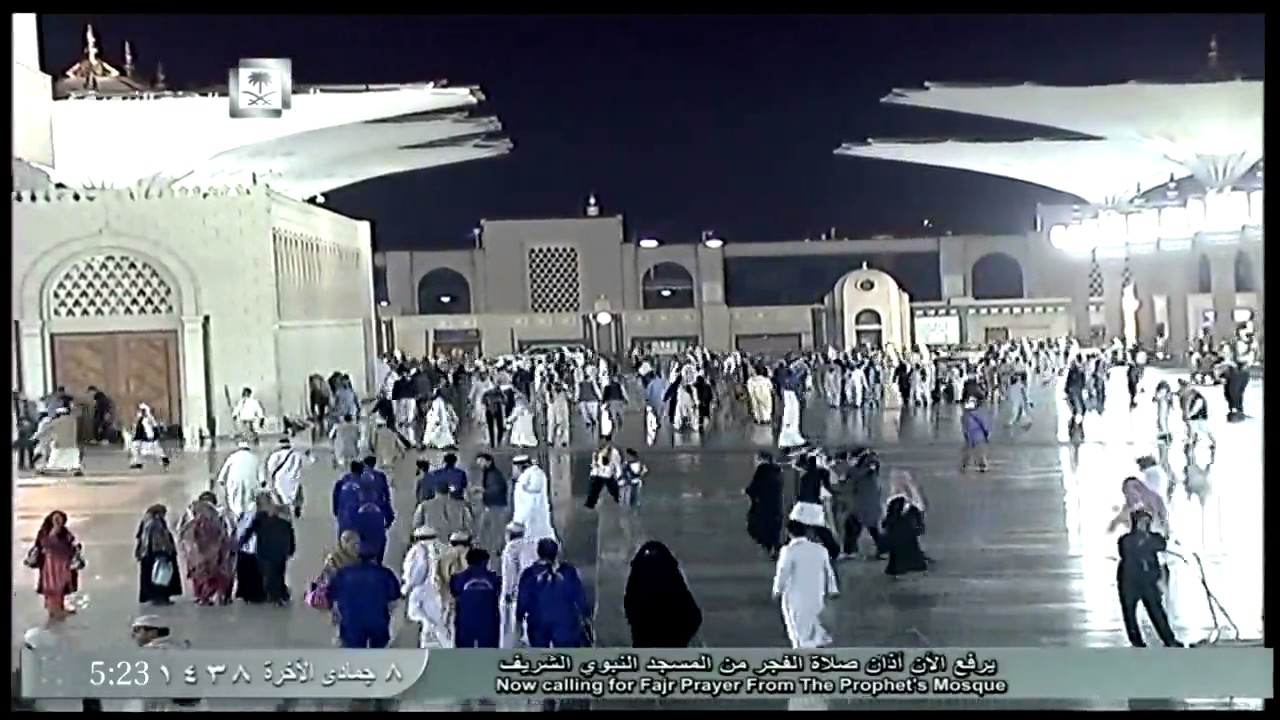 أذان صلاة الفجر اليوم الثلاثاء 1438/6/8 - الحرم النبوي - المؤذن محمد بن ماجد حكيم حفظه الله