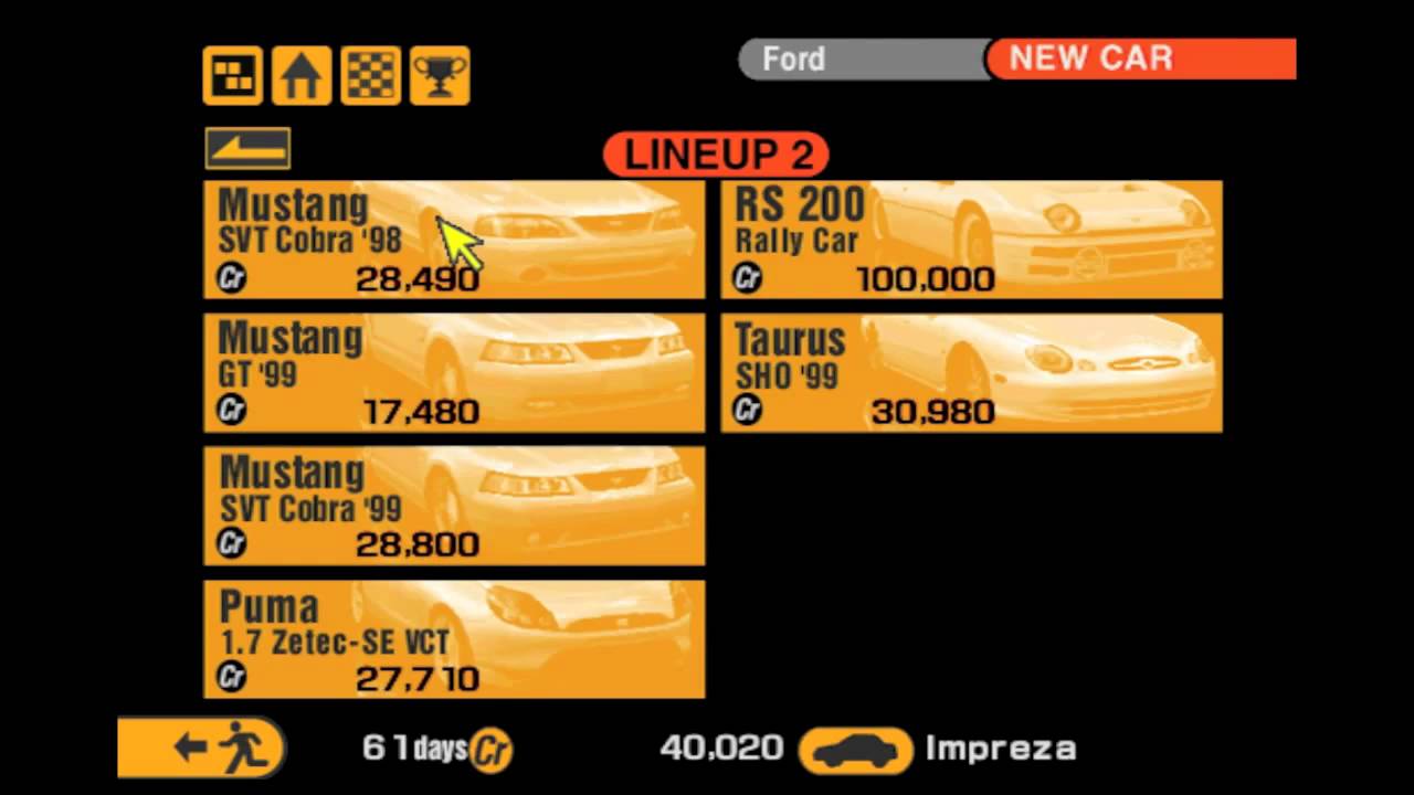 Cars from South City in Gran Turismo 2