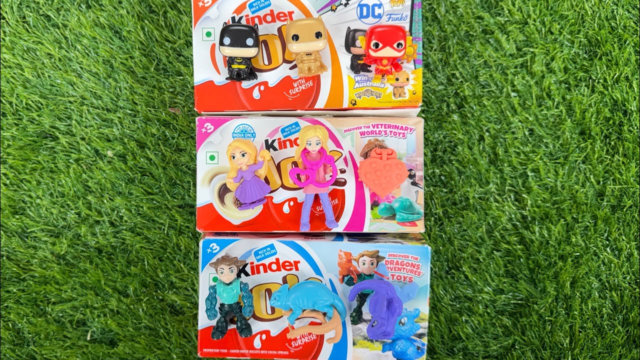 Kinderjoy dc funko vs kinderjoy veterinary world vs kinder joy dragon adventure ||asmr opening video