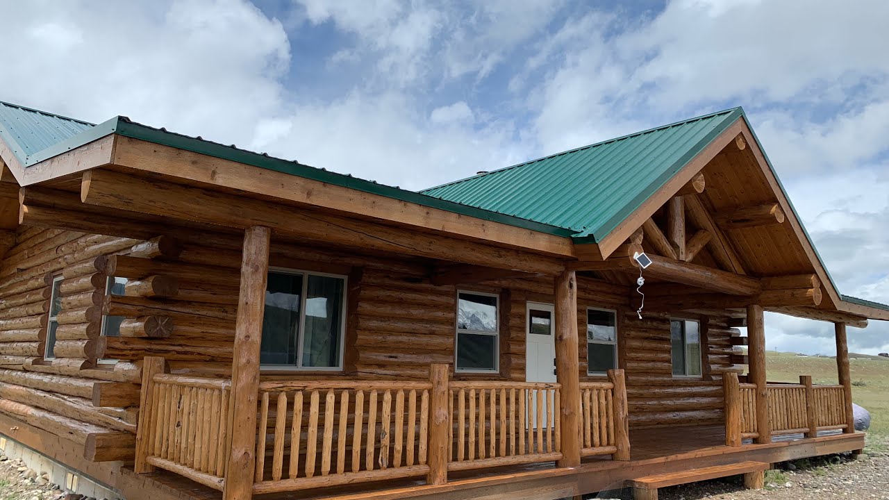 Amish Log Home Exterior Finish Staining- Montana Rancher
