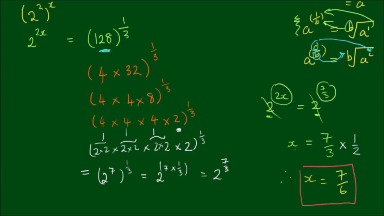 Solving 4^x = ∛128 (cubed-root of 128)