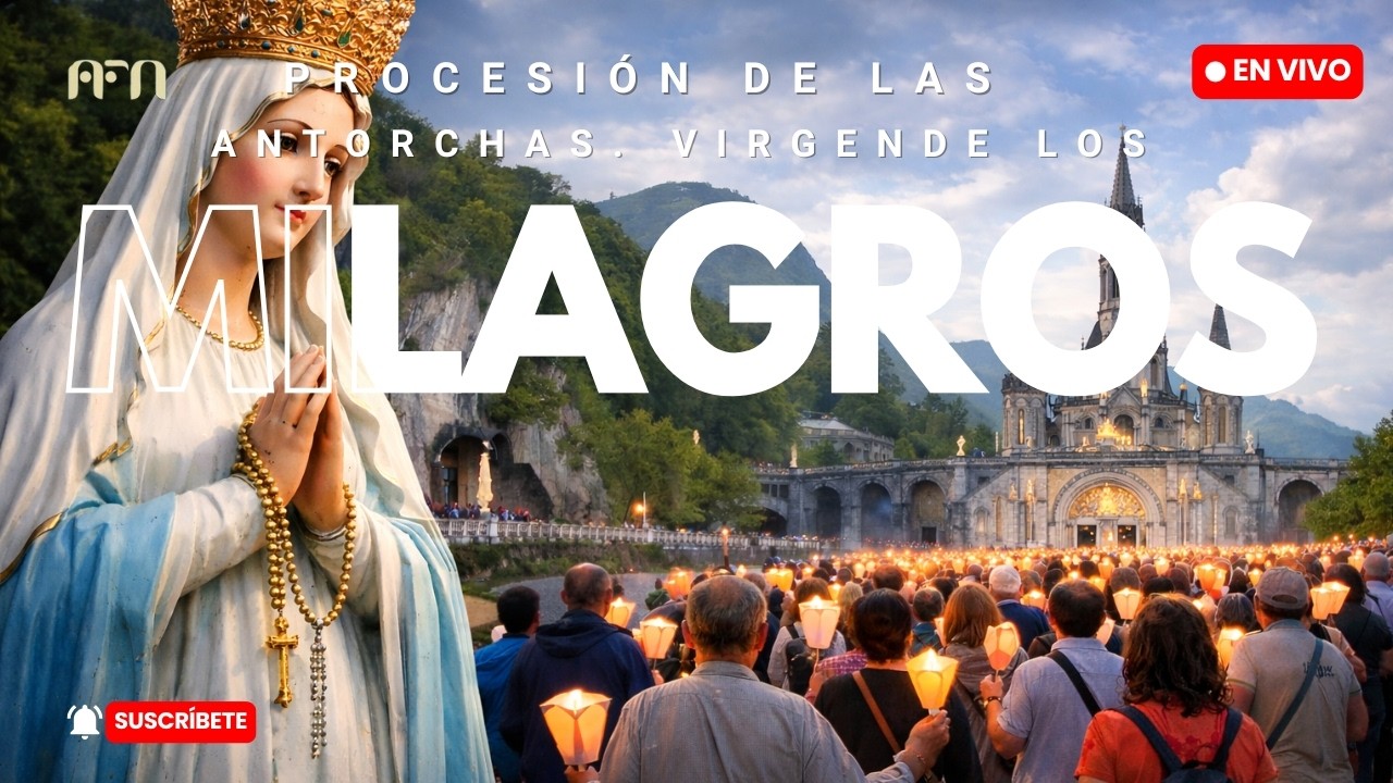 ¡Procesión de las antorchas LOURDES, Francia! VIRGEN DE LOS MILAGROS