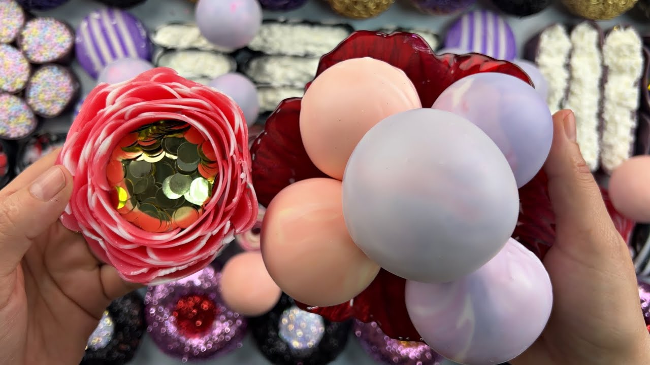 Crushing soap boxes with glitter and starch 💜clay cracking 🤍