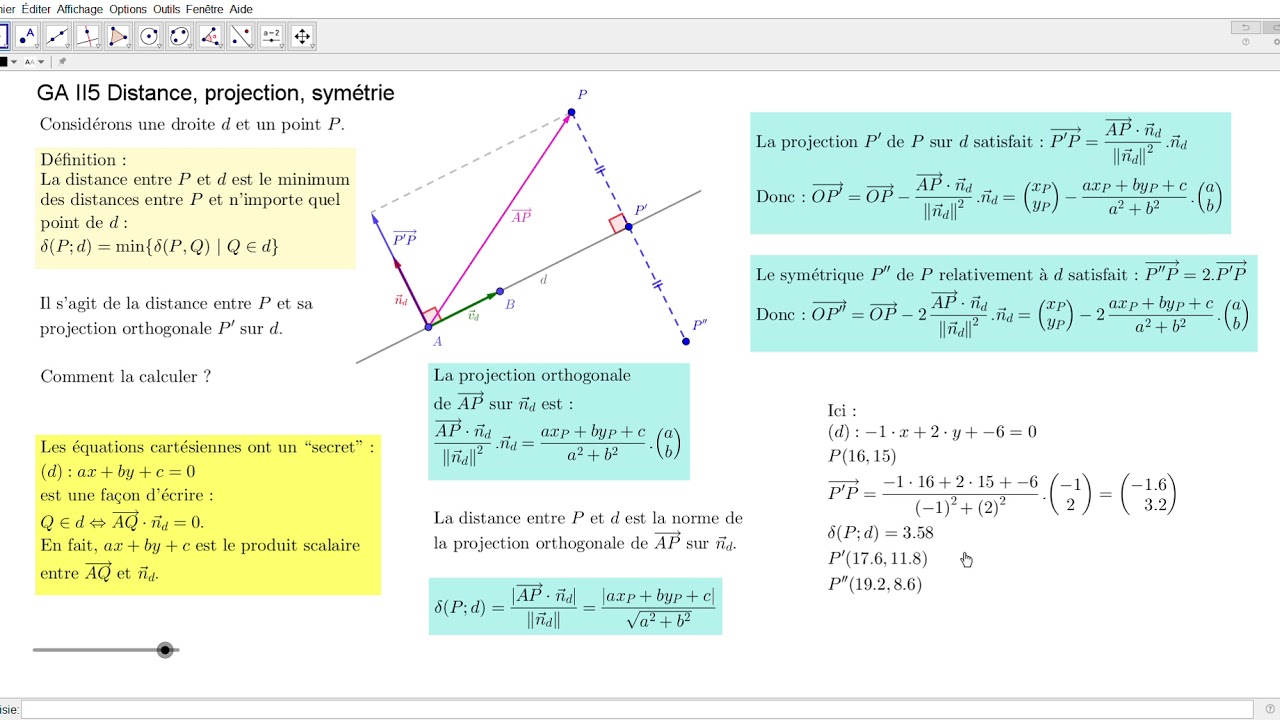 GA II5 Distance, projection, symétrie