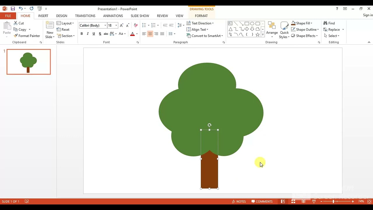 Drawing a tree in PowerPoint using basic shapes