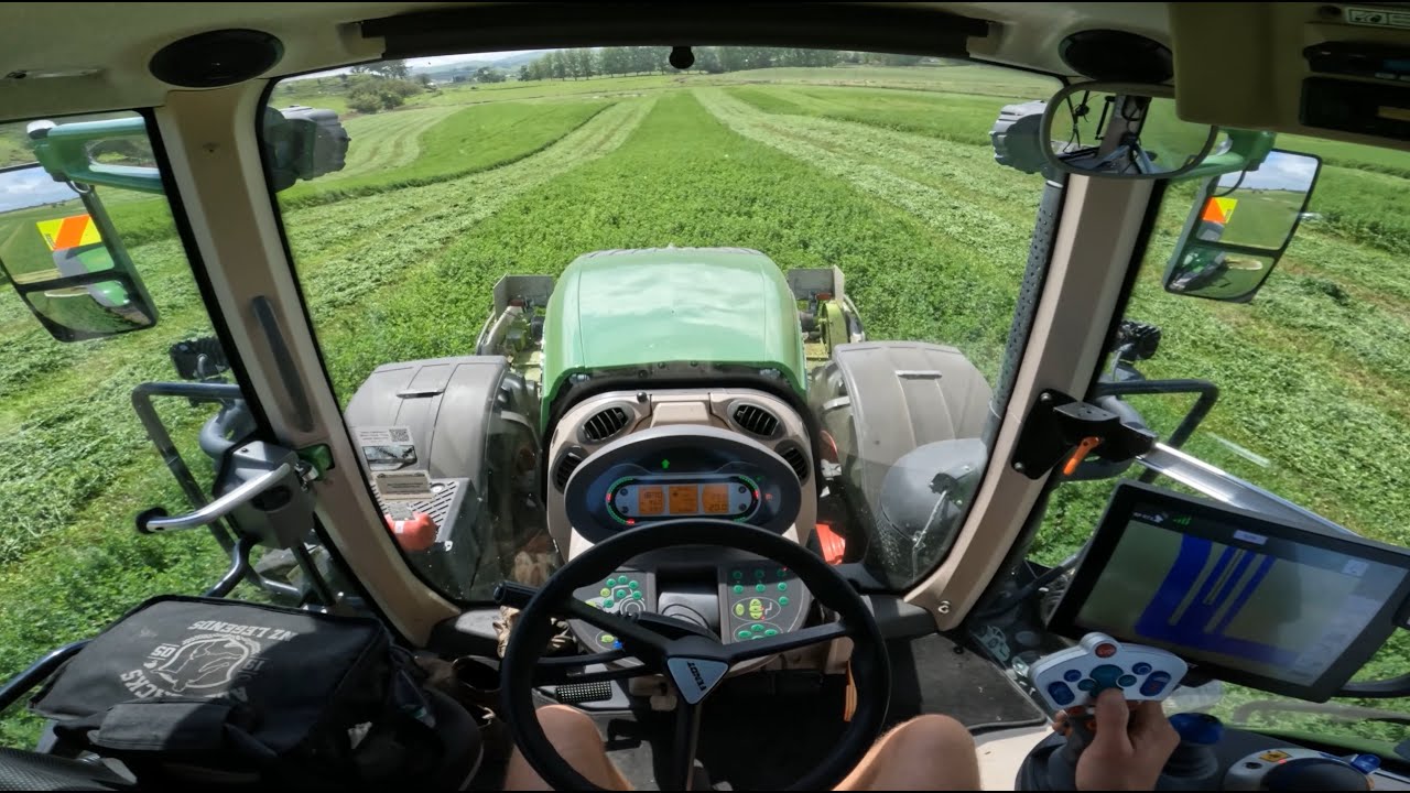 Cab View POV | Fendt 824 and Claas Triple Mowers in Lucerne