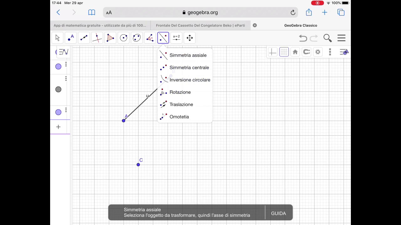 traslazione con Geogebra