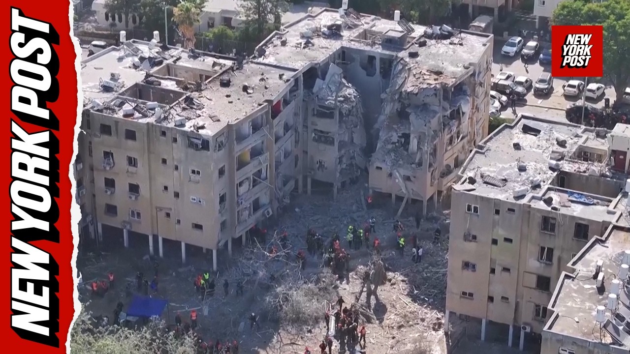 Horrific drone footage shows devastation in central Israel after Iranian missile strike