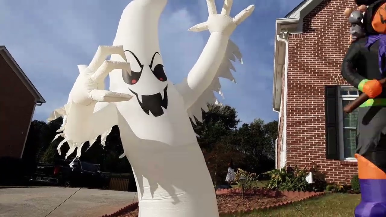 I show my full Halloween decorations on October 4th 2025