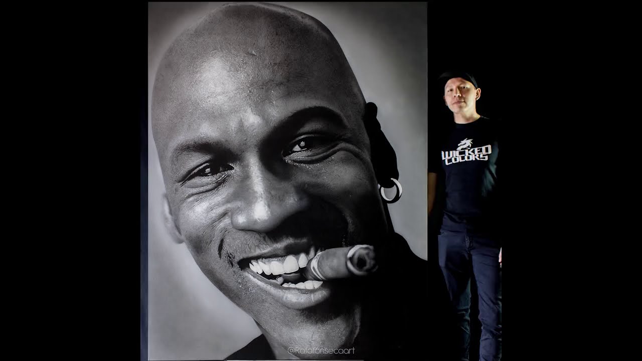 Hyperrealistic Airbrush Painting Michael Jordan -  Time lapse