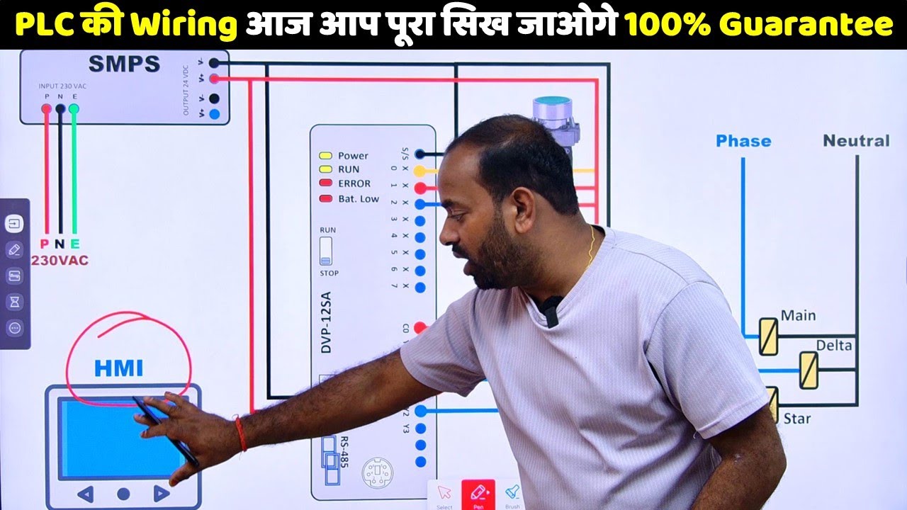 Star Delta Starter के लिए PLC Wiring करना सीखें || PLC & HMI Wiring Diagram @ElectricalTechnician