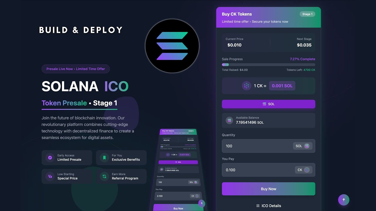 Build & Deploy Advanced Solana ICO PreSale DApp | Rust Anchor Framework + Next.js Solana ICO Project