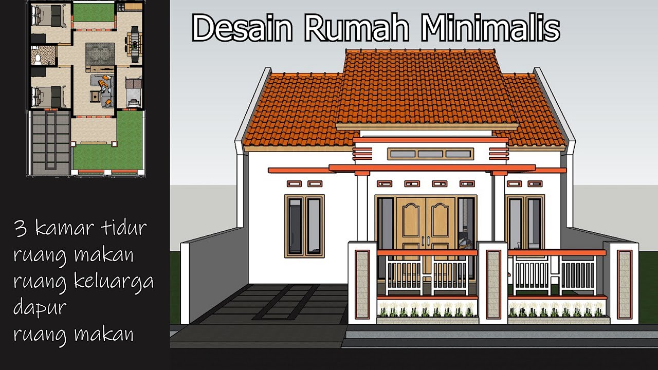 Desain Rumah Minimalis 8x8 Meter Dengan 3 Kamar Tidur