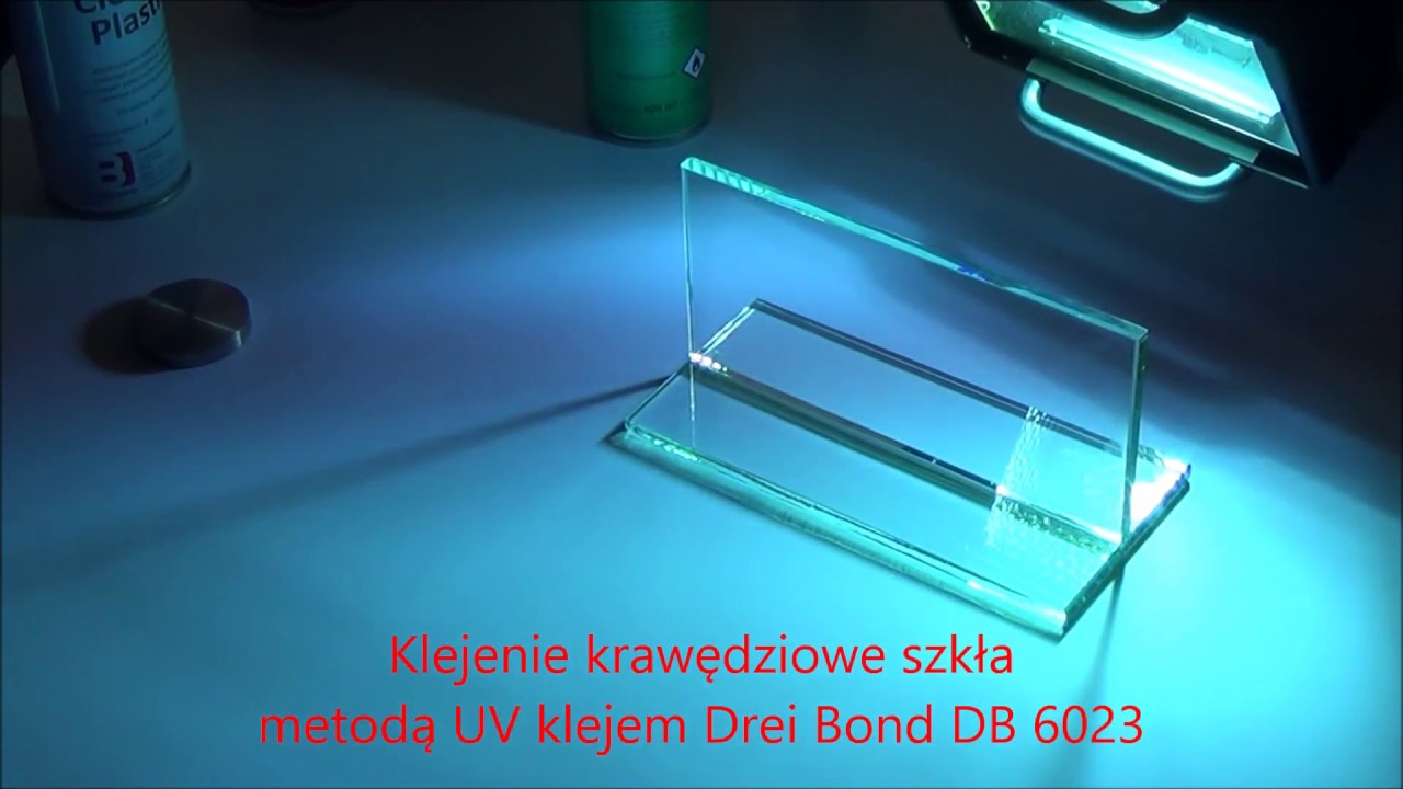 Klejenie krawędziowe szkła metodą UV klejem Drei Bond 6023