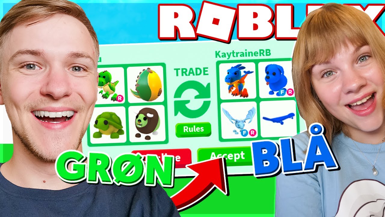 TRADER NYE FOSSIL PET ÆG vs Kaytraine! *COLOR TRADE CHALLENGE* | Adopt Me Roblox Dansk
