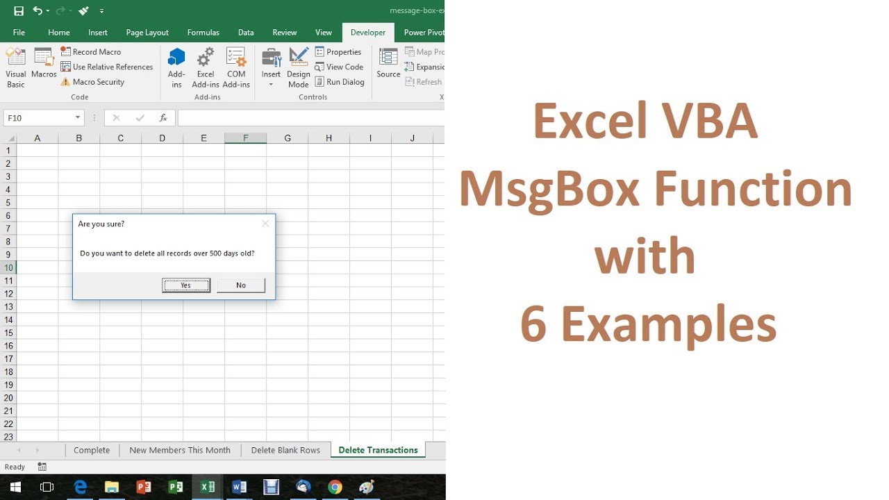 Функция MsgBox в Excel VBA — 6 примеров её использования.