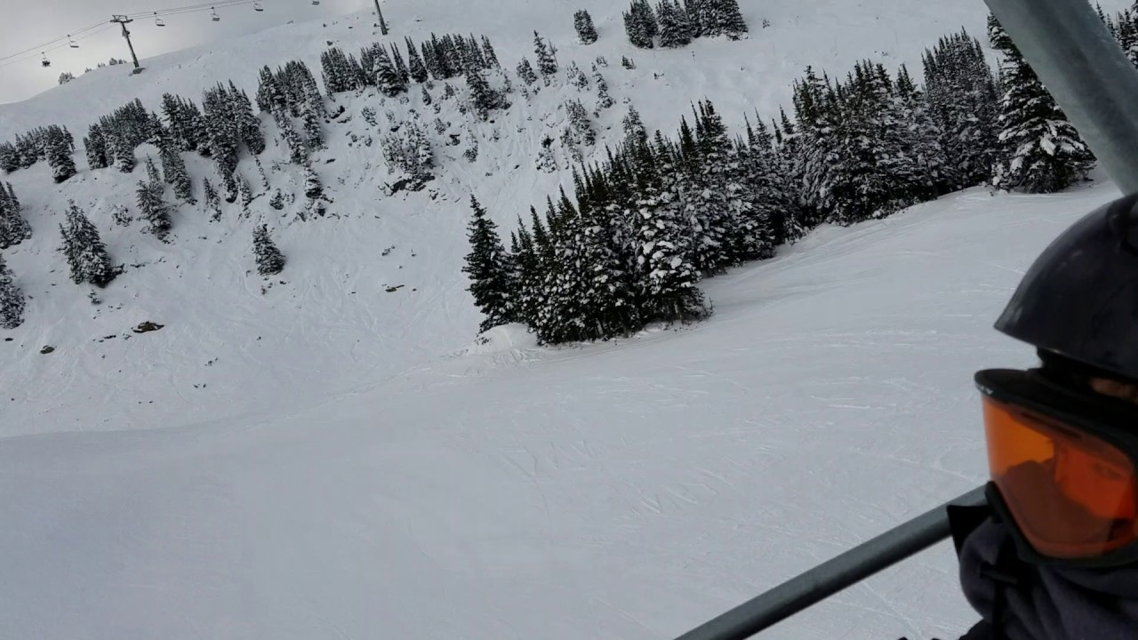 Daniel takes lift chair at strawberry express in banff