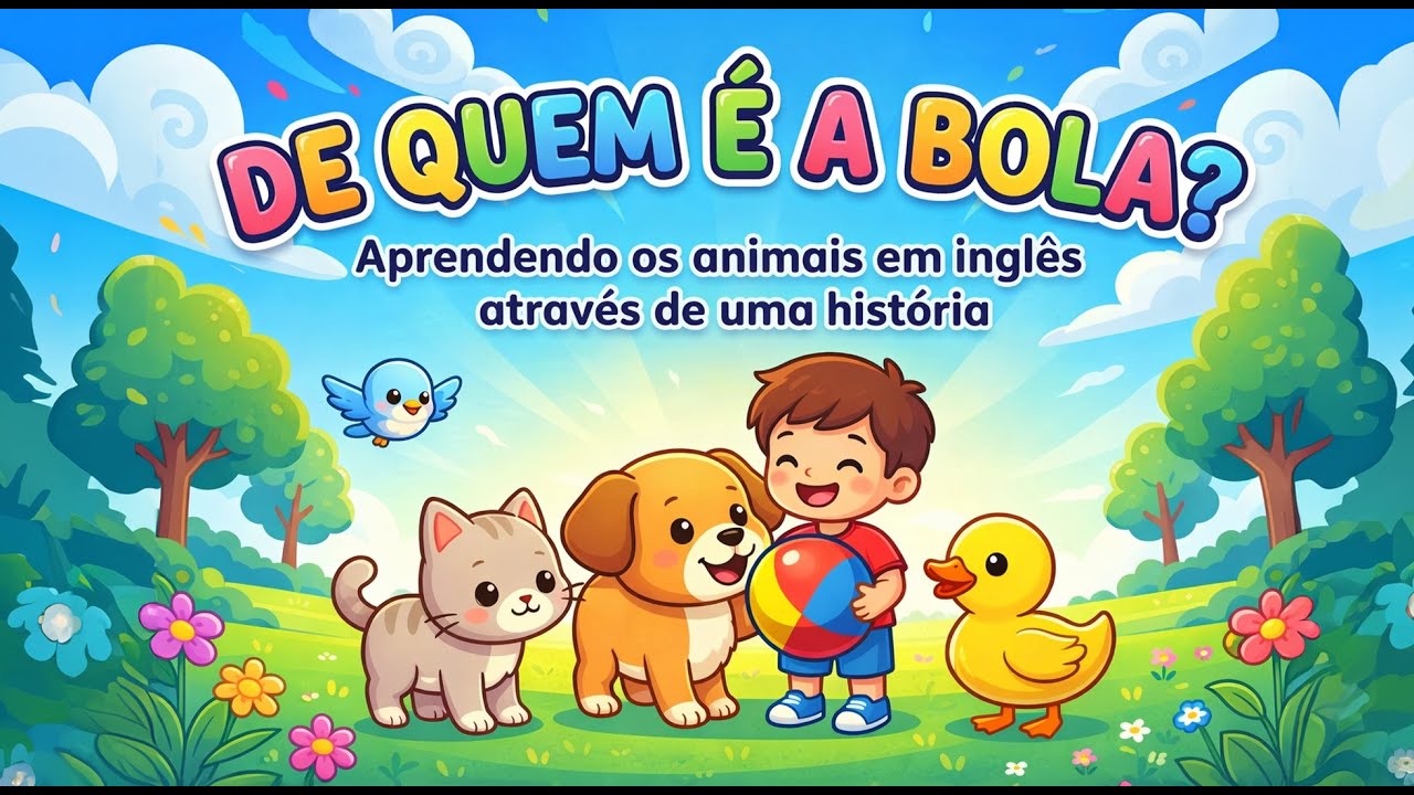 De Quem É a Bola? 🐶🐱 | Aprenda os Animais em Inglês com uma História Infantil