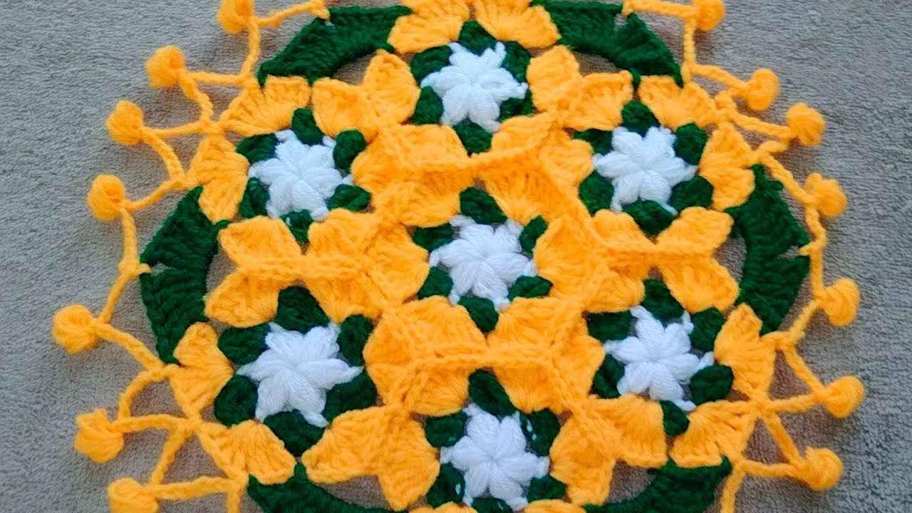 Thalposh, crosia Thalposh design, crochet table cover, Woolen rumal, Crochet Thalposh