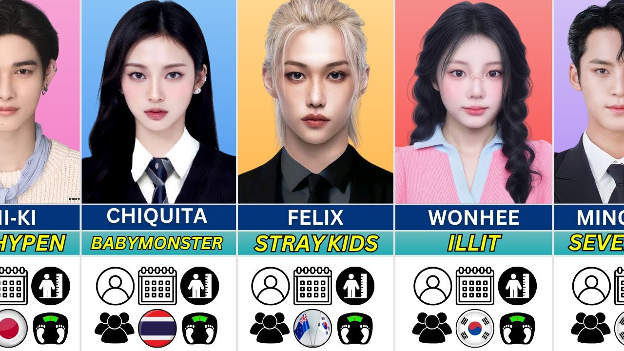 K-Pop Idol Nationality, Age, Height and Weight in a single comparison | Who is your bias?