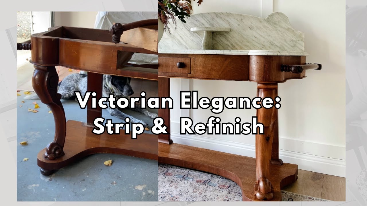 Victorian Elegance: Mahogany & Marble Console Strip and Refinish.