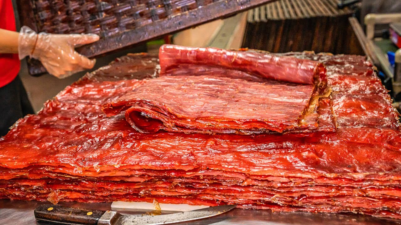 像毛毯一樣柔軟！40年老店肉干製作｜The Process of Making Pork Jerky｜九九肉干