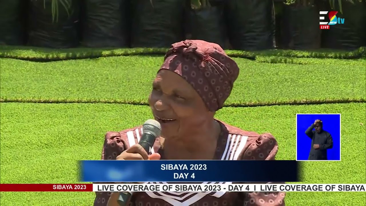 Susan Msibi sharing the word of God during the ongoing Sibaya at Ludzidzini Royal Residence.