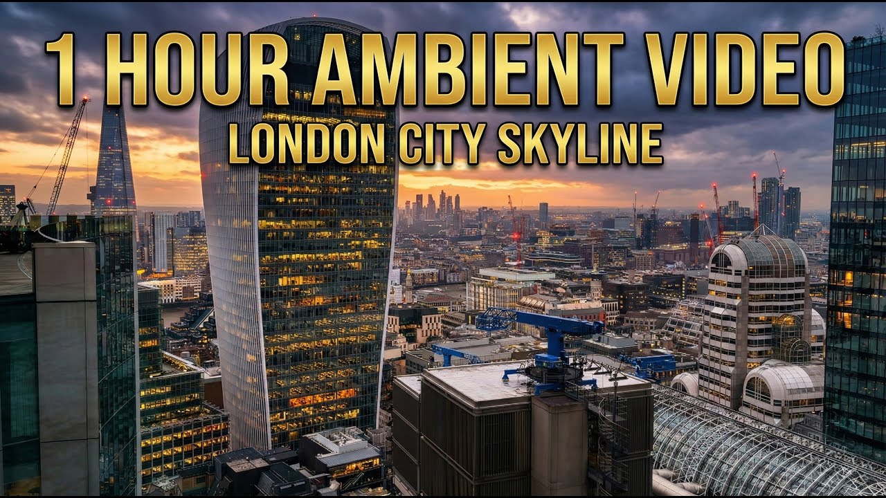 London Skyline from Above | 1 Hour City Ambience & Urban Sounds (4K)