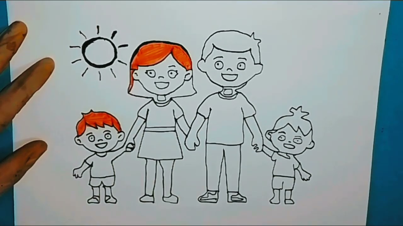 Happy Family Drawing for Kids | Easy Step by Step