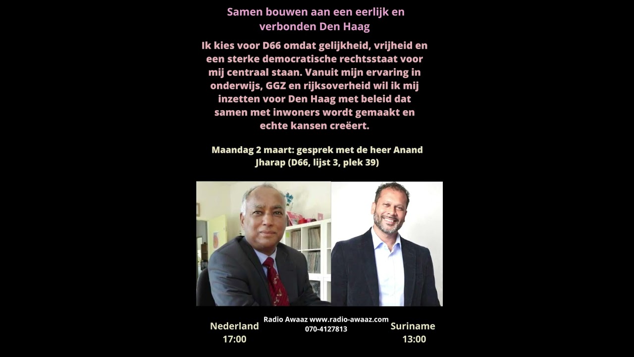 Interview Radio Awaaz met de heer Anand Jharap op maandag 2 maart 2026