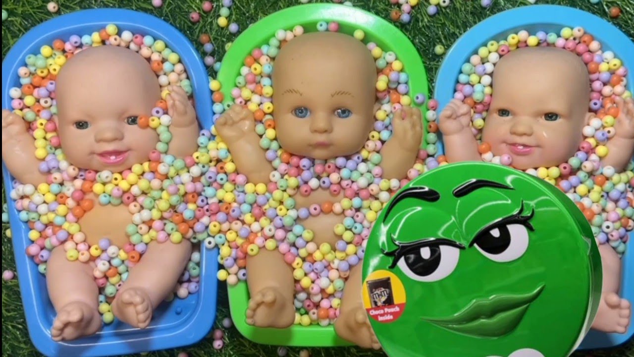 Full of 3 Rainbow BathTubs Candy with M&M's & Magic Slime Cutting Video