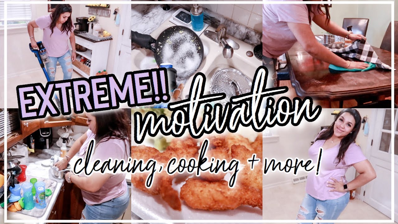 SUPER MOTIVATING CLEAN WITH ME | EXTREME HOMEMAKING MOTIVATION | REAL LIFE COOKING + CLEANING