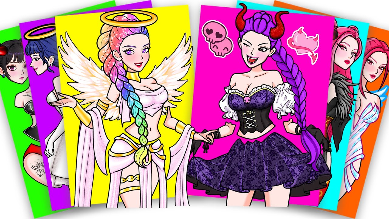 VILLIANS VS ANGELS HUNTRIX RUMI - KPOP DEMON HUNTERS | FASHION STICKER PAPER DIY