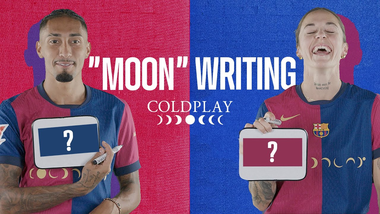 Can the FC Barcelona players write their own names using COLDPLAY MOONS? ✍️🌙😂