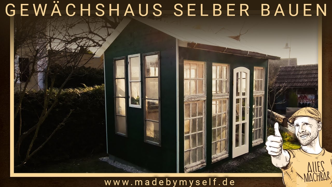 Build a DIY old windows garden house greenhouse by yourself - get free construction plan!