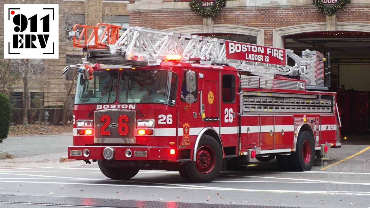 Boston Fire Trucks Responding | Ladder 26 and Engine 37 Spare