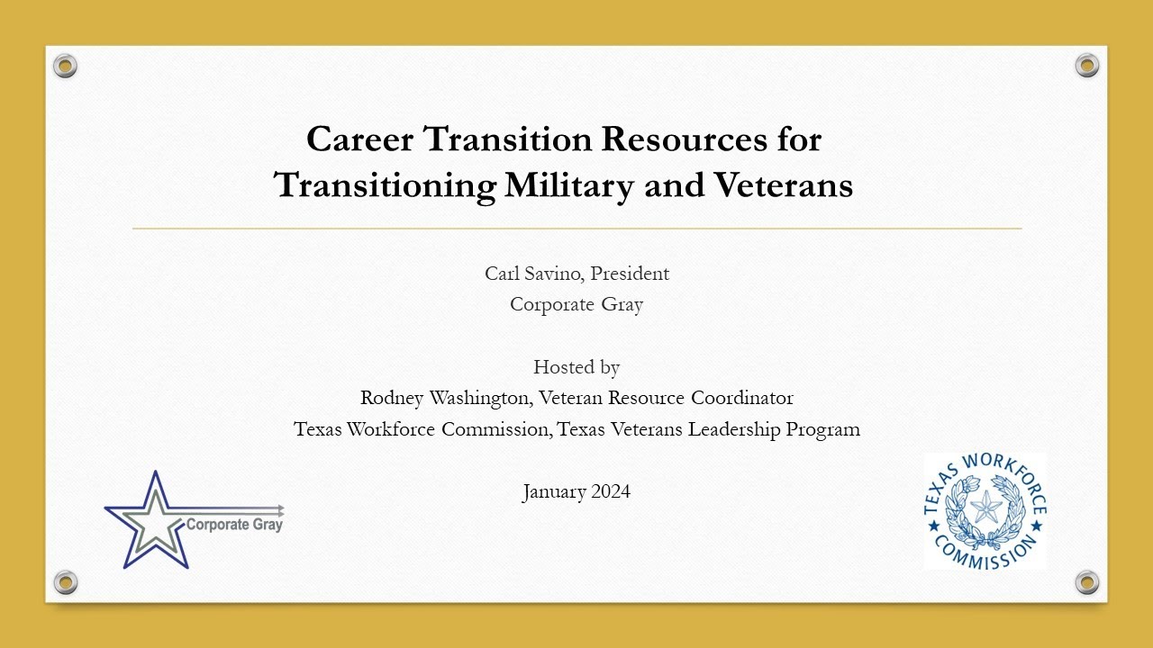Corporate Gray Career Transition Resources for Transitioning Military and Veterans