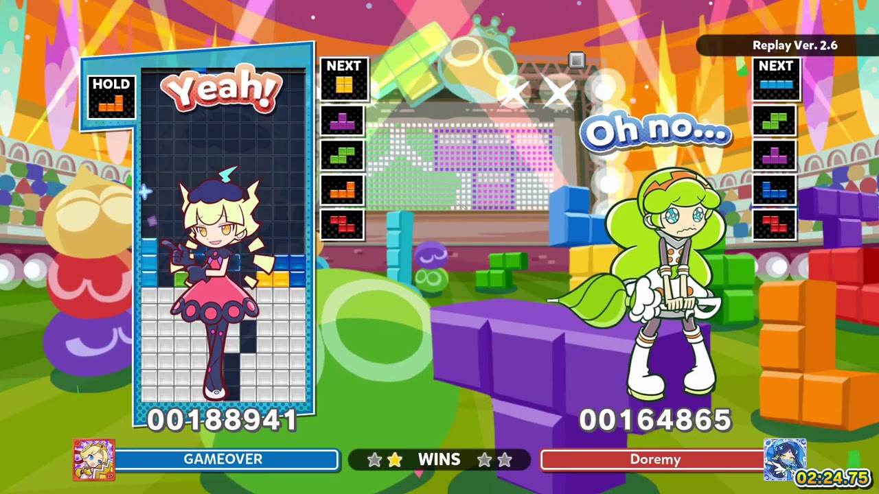 [Puyo Puyo Tetris 2] Puzzle League VS: Doremy vs. kazu (1) (11-12-2020, Switch, JP voices)