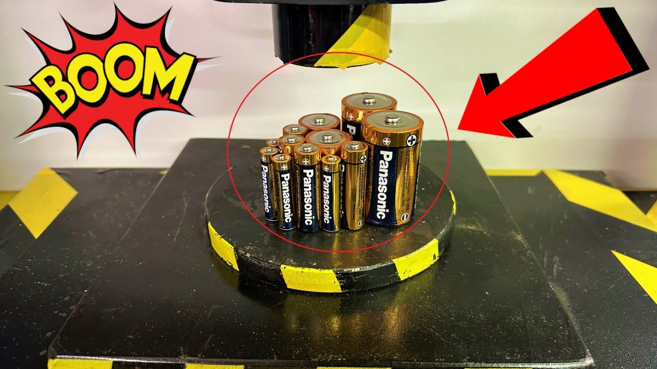CRUSH BATTERY WITH HYDRAULIC PRESS!! I SHOULD'VE NEVER DONE THAT !! -HYDRAULIC PRESS EXPERIMENTS