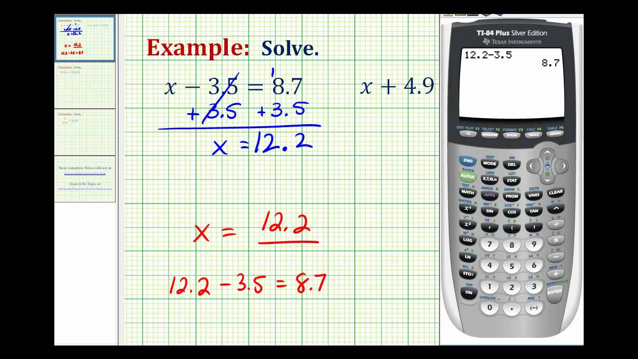 Ex:  Solve a One Step Equation With Decimals by Adding and Subtracting