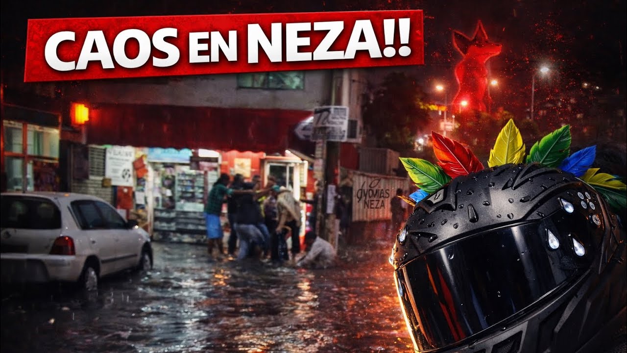 Caos en Neza por lluvias!!! Pt 1 Gente se cae!! Agua hasta las rodillas!!! 