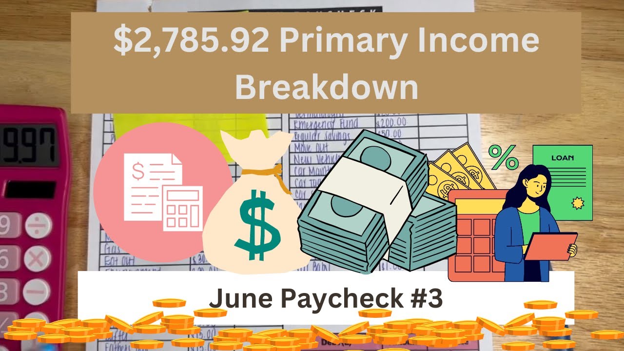 $2,785.92| Primary Job Paycheck Budget Breakdown| June Paycheck #3