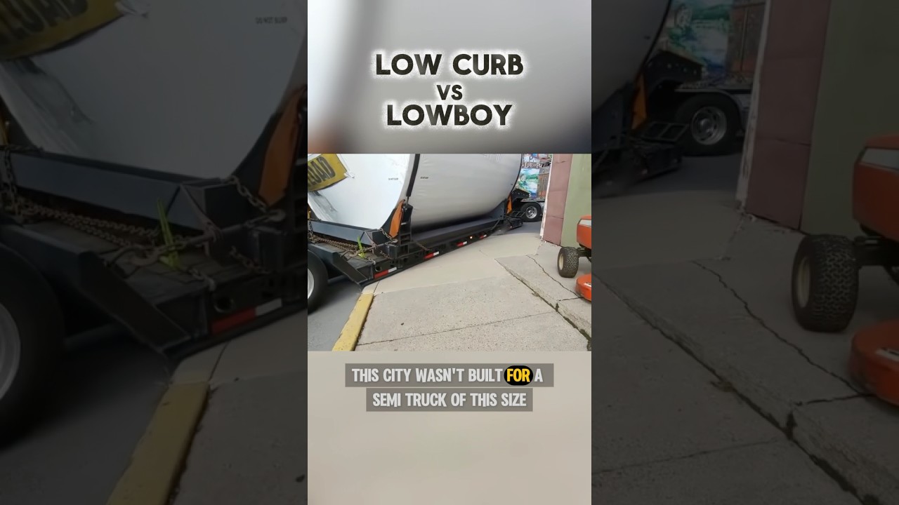 Driving through a small town on a semi truck with a lowboy trailer can be a challenge. #heavyhaulers