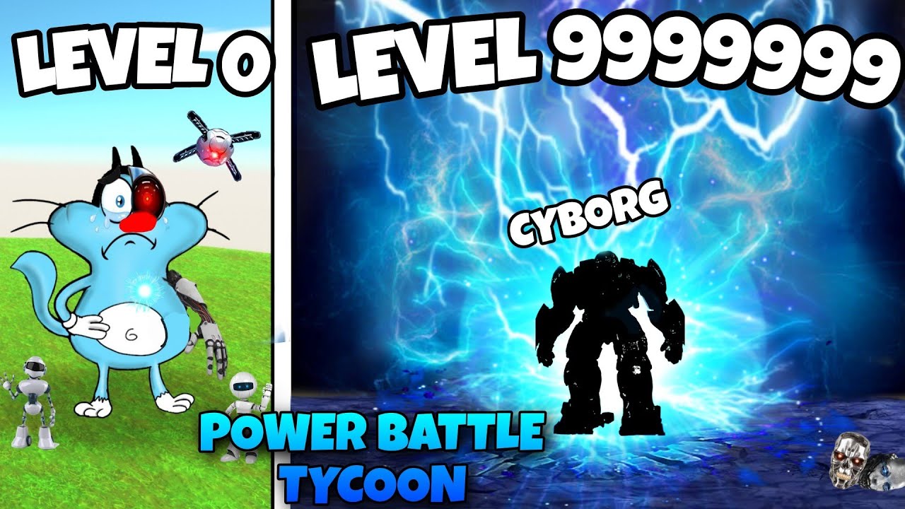 ROBLOX Oggy Became God Level Cyborg in Power Battle Tycoon | Roblox Tycoon | Oggy Game