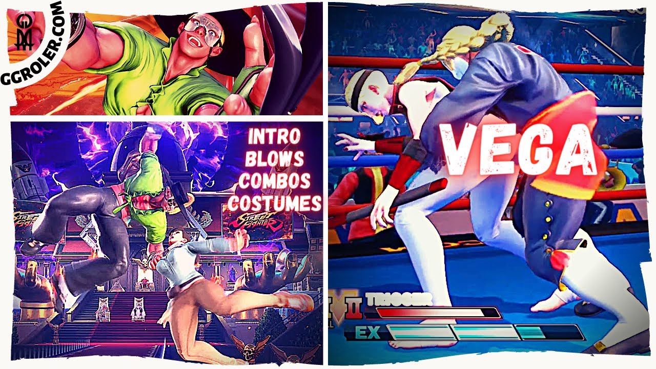 Street Fighter V: VEGA  - All Costumes, intro, Blows, Combos (update: April 2021)