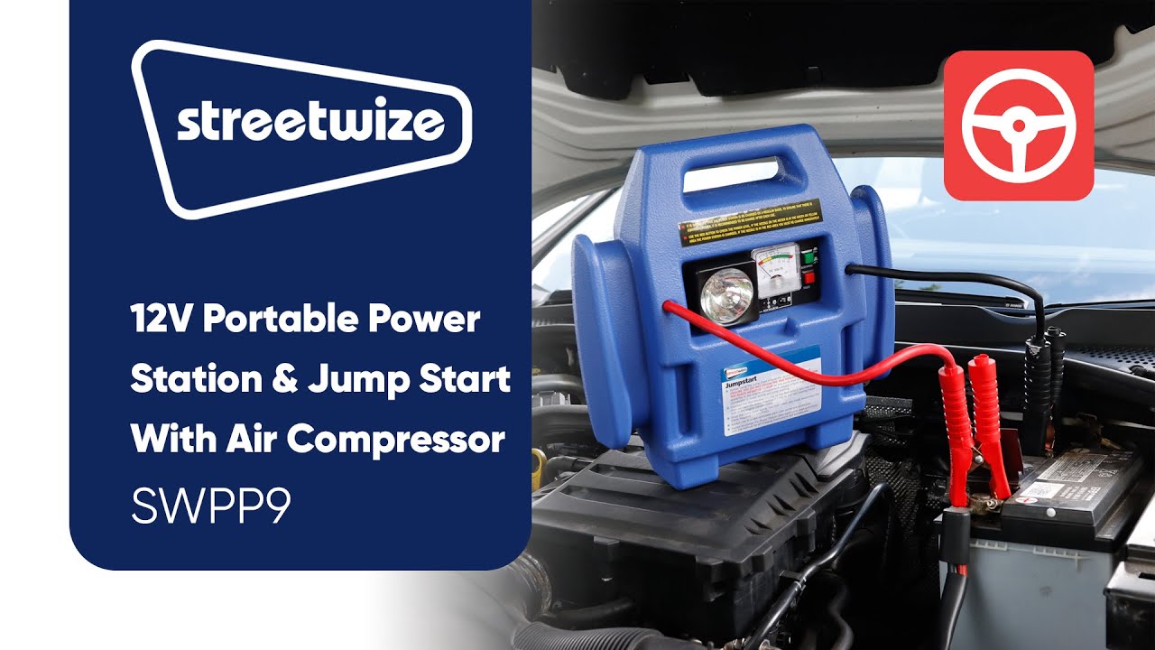 10Ah 12V Portable Power Station & Emergency Jump Start With 300PSI Air Compressor - swpp9