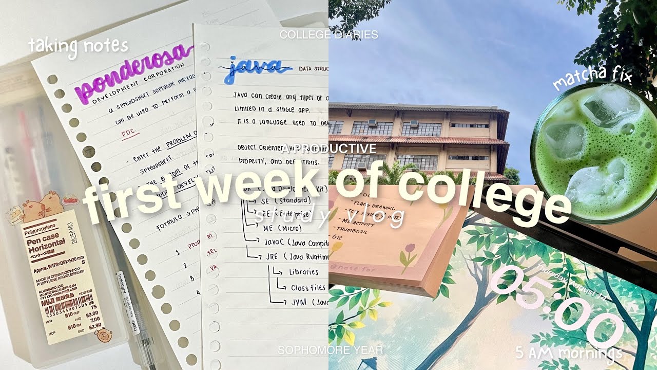 📝 STUDY VLOG | first week in college ✨ 5AM mornings, taking notes, studying & staying productive 🍀🌷