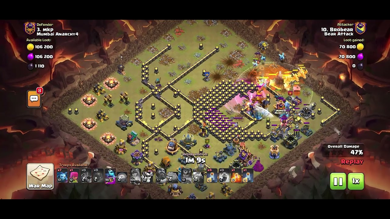 Th18 vs Th18 Dragon Rider Totem spell spam clear